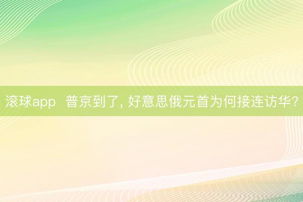 滚球app  普京到了， 好意思俄元首为何接连访华?