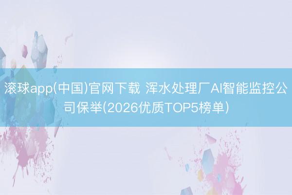 滚球app(中国)官网下载 浑水处理厂AI智能监控公司保举(2026优质TOP5榜单)