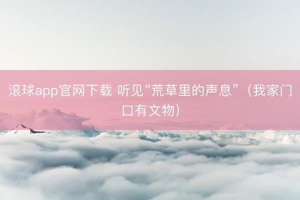 滚球app官网下载 听见“荒草里的声息”（我家门口有文物）