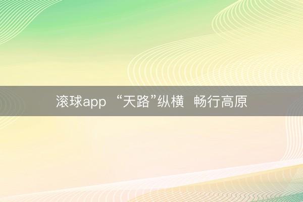 滚球app  “天路”纵横  畅行高原
