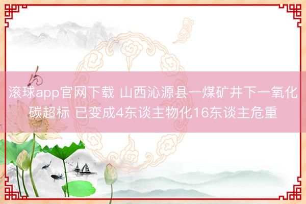 滚球app官网下载 山西沁源县一煤矿井下一氧化碳超标 已变成4东谈主物化16东谈主危重