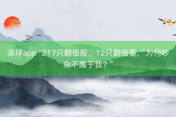 滚球app  217只翻倍股、12只翻倍基， “为何吵杂不属于我? ”