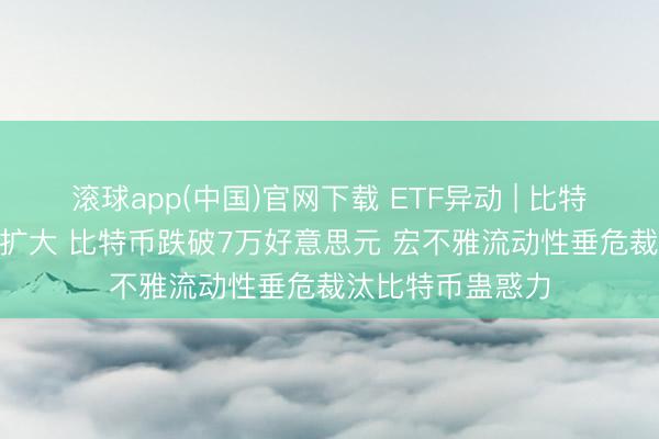 滚球app(中国)官网下载 ETF异动 | 比特币ETF尾盘跌幅扩大 比特币跌破7万好意思元 宏不雅流动性垂危裁汰比特币蛊惑力