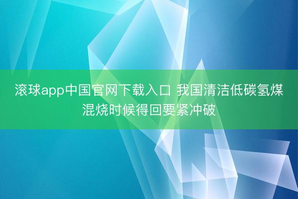 滚球app中国官网下载入口 我国清洁低碳氢煤混烧时候得回要紧冲破