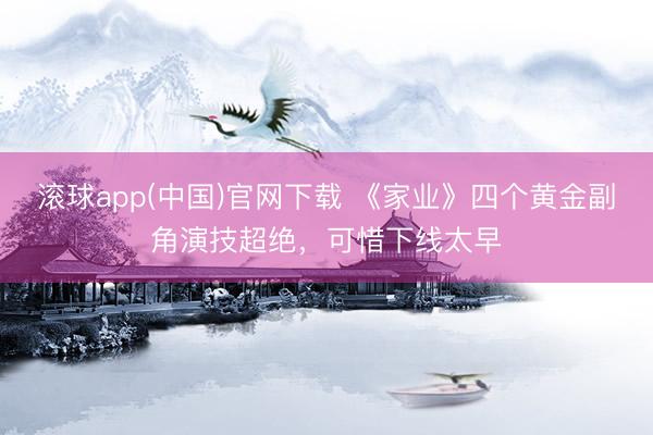 滚球app(中国)官网下载 《家业》四个黄金副角演技超绝，可惜下线太早