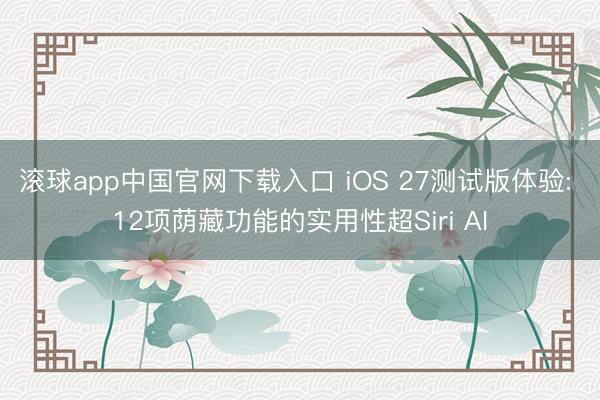 滚球app中国官网下载入口 iOS 27测试版体验: 12项