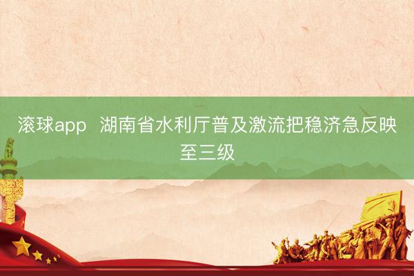 滚球app  湖南省水利厅普及激流把稳济急反映至三级