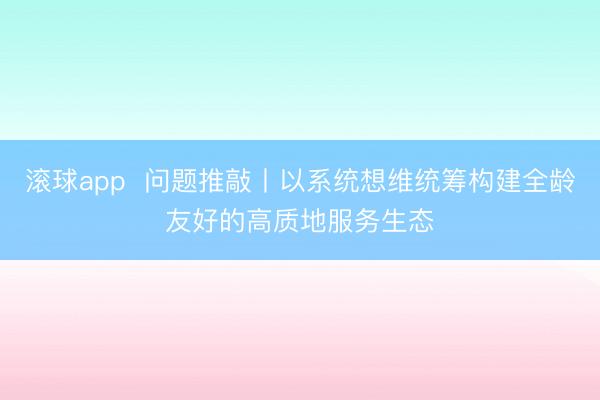 滚球app  问题推敲丨以系统想维统筹构建全龄友好的高质地服务生态