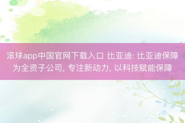 滚球app中国官网下载入口 比亚迪: 比亚迪保障为全资子公司， 专注新动力， 以科技赋能保障
