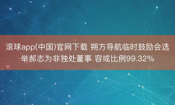 滚球app(中国)官网下载 朔方导航临时鼓励会选举郝志为非独处董事 容或比例99.32%
