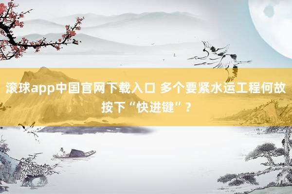 滚球app中国官网下载入口 多个要紧水运工程何故按下“快进键”?